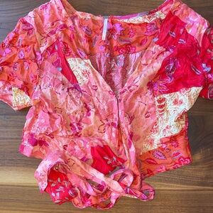 Free People Floral Wrap Top - M